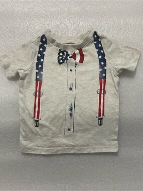 First Impressions White Toddler Tee with Red & Blue Graphic